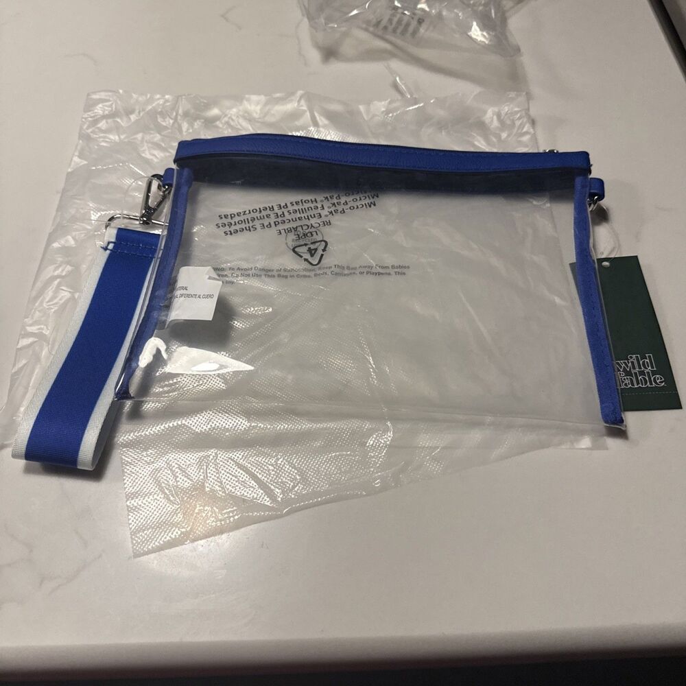 Wild Fable Clear Wristlet Bag Women Blue Stadium Approved NWT Game Day Bag